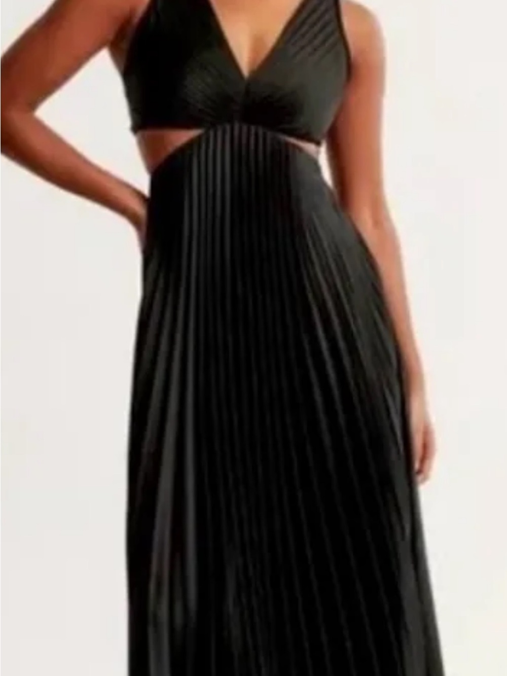 Abercrombie & Fitch Black Pleated Backless Cutout Maxi Dress